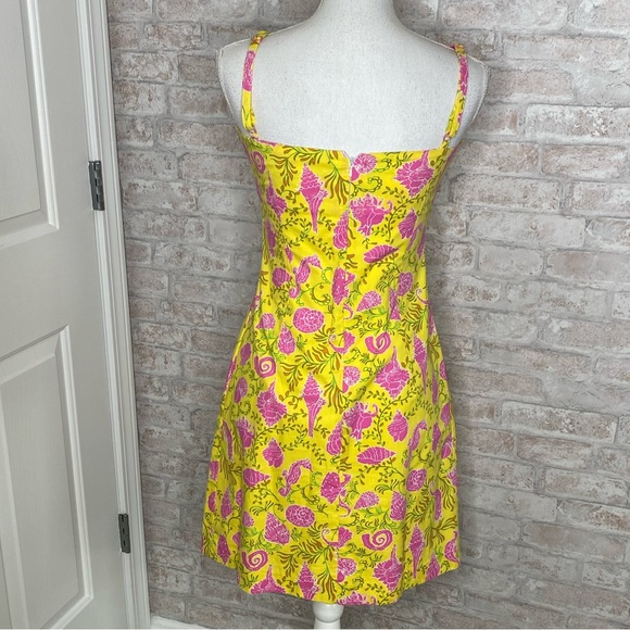 Key West yellow and pink print dress size 4 - Picture 3 of 4